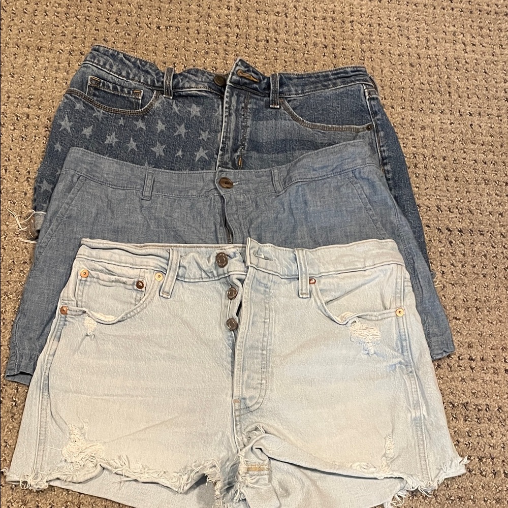 Stylish Denim Women Shorts - Blue and Light Blue Size 8